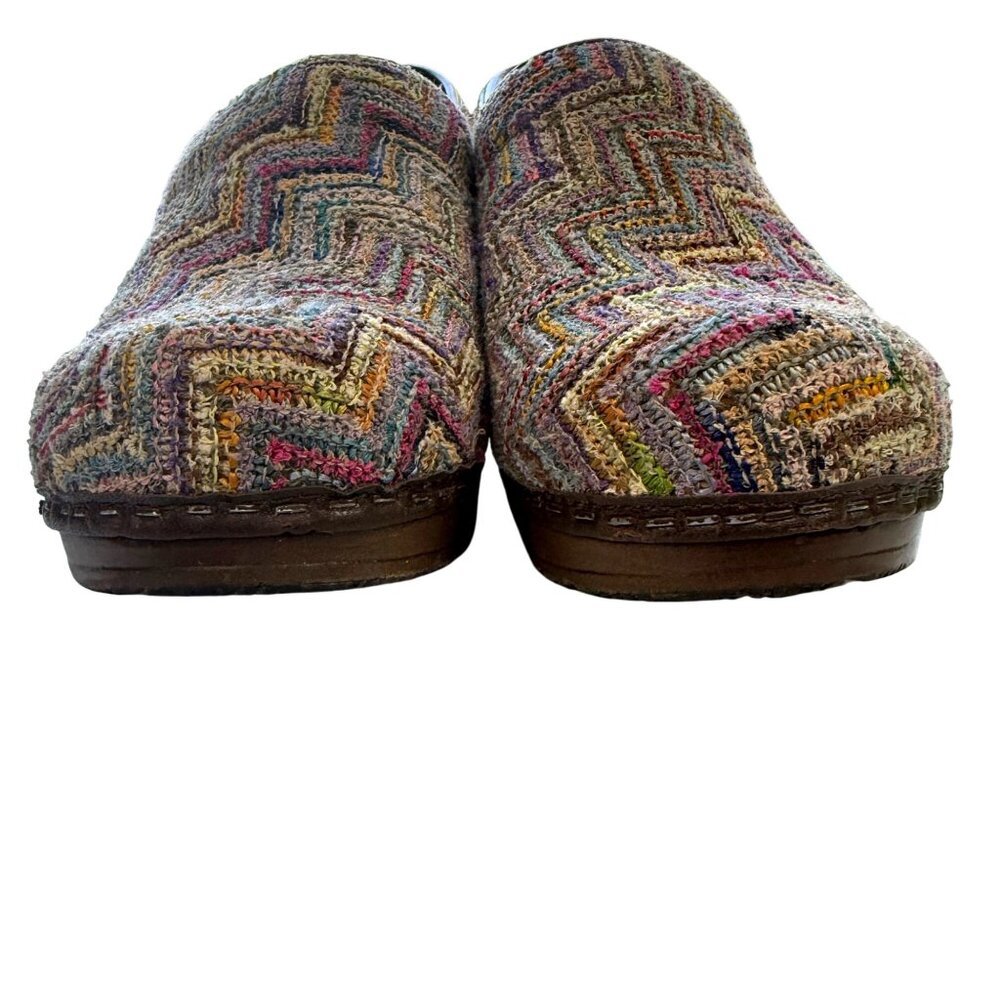 Sanita Womens Clogs Multicolor Knit Chevron Size 37 (US 6.5) Comfortable Slip-On - Picture 7 of 9